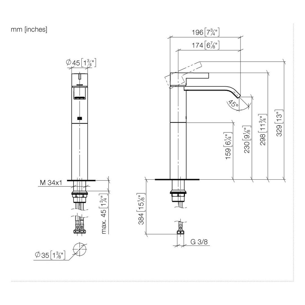 Dornbracht Waschtisch-Einhandbatterie IMO starrer Auslauf 170mm, erhöhter Stand... DORNBRACHT-33537671-00 4099477153865 (Abb. 4)