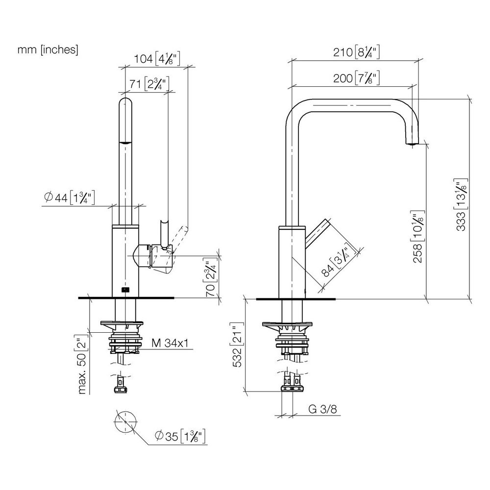 Dornbracht Einhebelmischer Meta Square schwenkbar, Ausladung 200mm, max. 8l/min... DORNBRACHT-33800861-39 4099477400594 (Abb. 4)