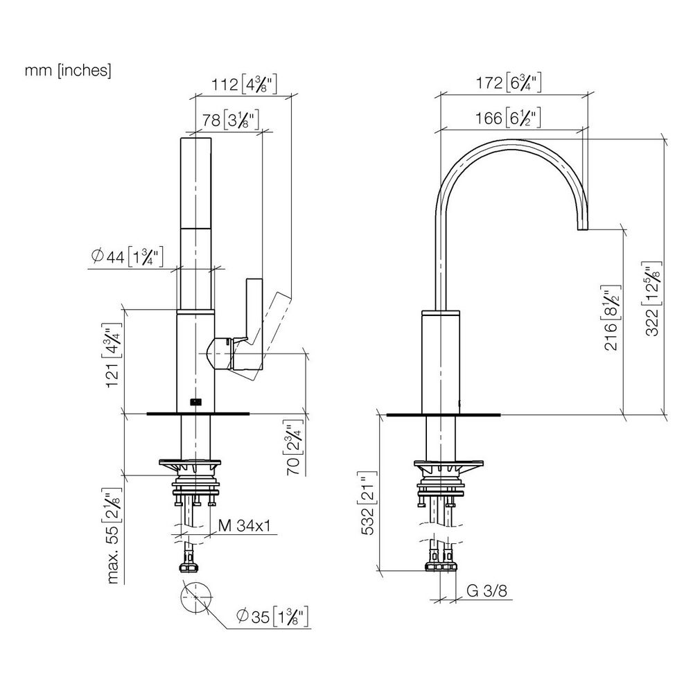 Dornbracht Einhebelmischer Mem, Ausladung 166mm, max. 6,3l/min, Bronze gebürste... DORNBRACHT-33805682-42 4099477261430 (Abb. 4)
