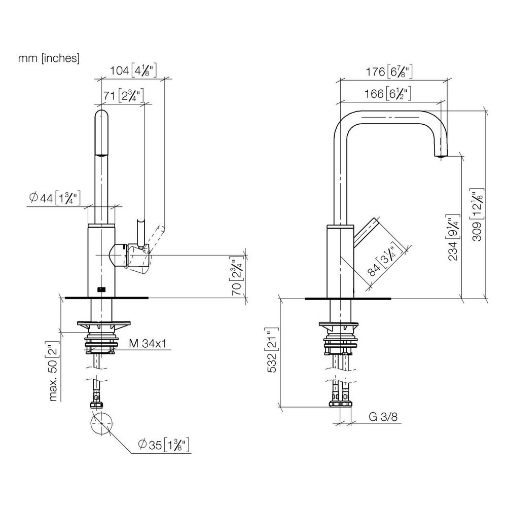 Dornbracht Einhebelmischer Meta Square, Ausladung 166mm, max. 8l/min, Dark Bras... DORNBRACHT-33805861-39 4099477400679 (Abb. 4)