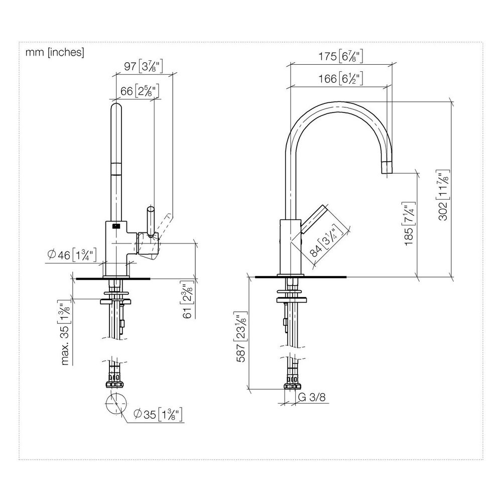 Dornbracht Einhebelmischer Tara schwenkbar, Ausladung 166mm, max. 8,3l/min, Pla... DORNBRACHT-33805888-08 4099477054643 (Abb. 4)