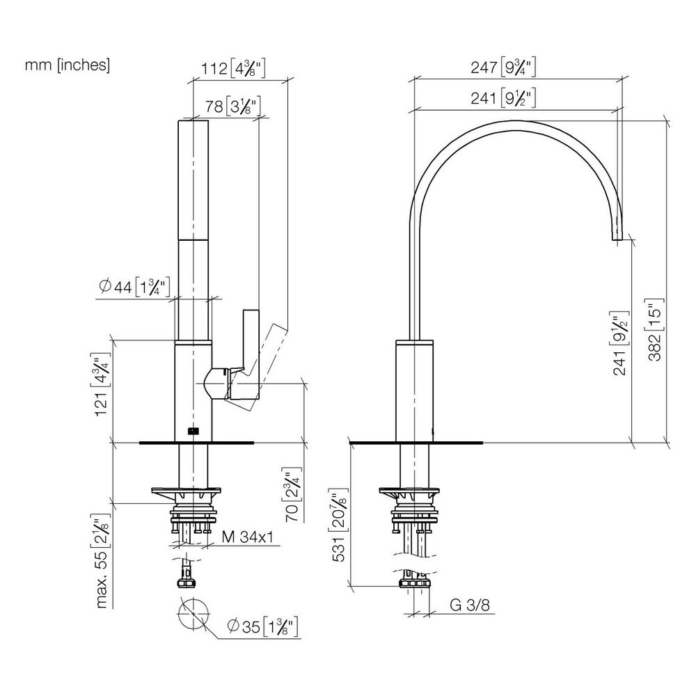 Dornbracht Einhebelmischer Mem, Ausladung 241mm, schwenkbar, max. 6,3l/min, Chr... DORNBRACHT-33815682-93 4099477125039 (Abb. 4)