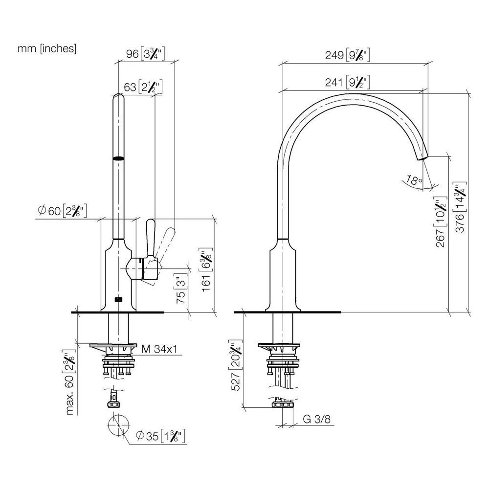 Dornbracht Einhebelmischer Vaia schwenkbar, Ausladung 241mm, max. 7l/min, Dark ... DORNBRACHT-33816809-39 4099477400792 (Abb. 4)