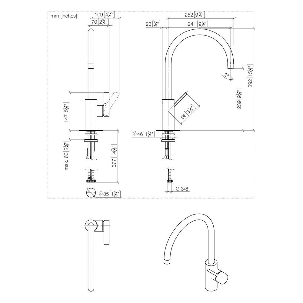 Dornbracht Einhebelmischer Tara Ultra schwenkbar, Ausladung 241mm, max. 8l/min,... DORNBRACHT-33816875-39 4099477400815 (Abb. 4)