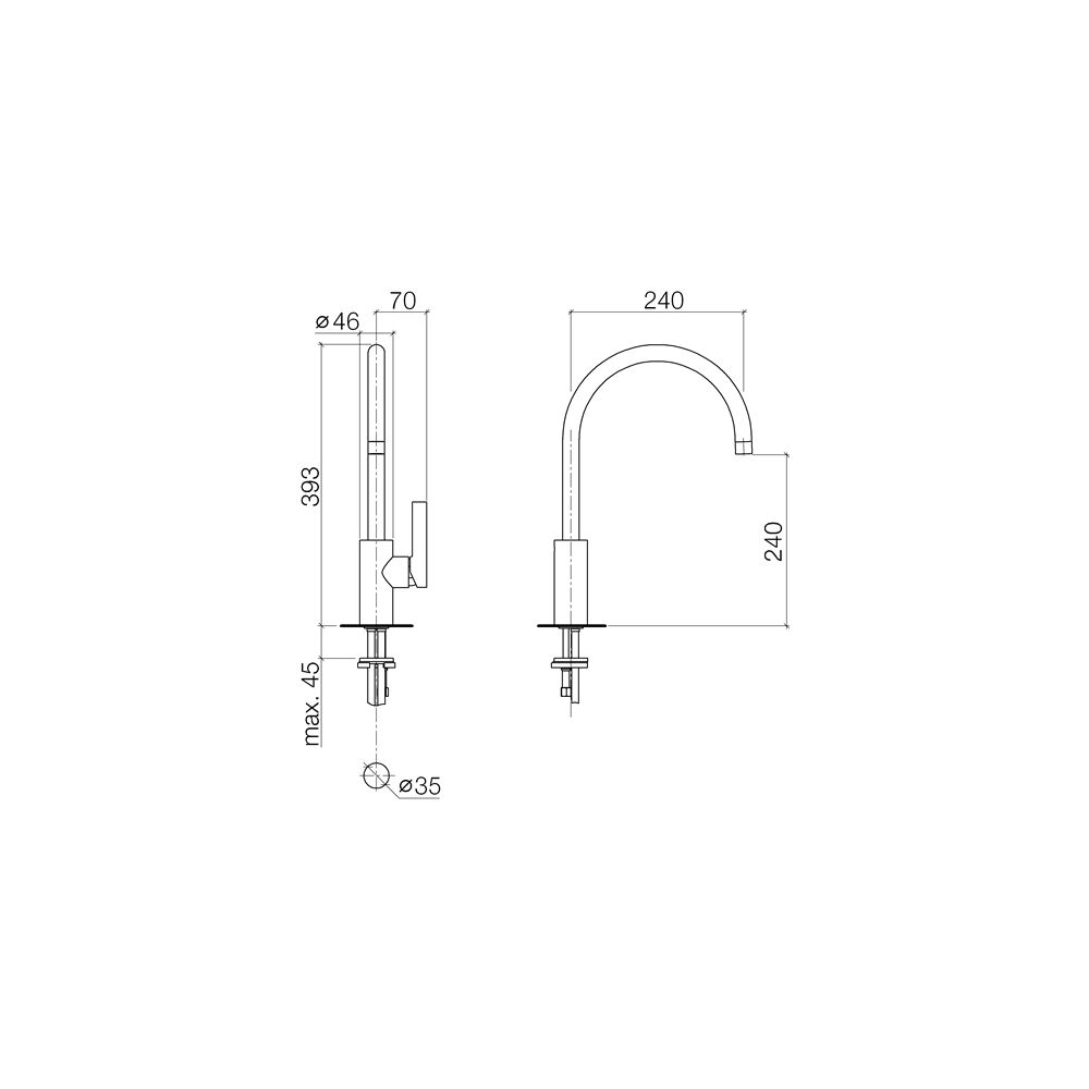 Dornbracht Einhebelmischer Tara Ultra schwenkbar, Ausladung 241mm, max. 8l/min,... DORNBRACHT-33816875-93 4029011984372 (Abb. 4)