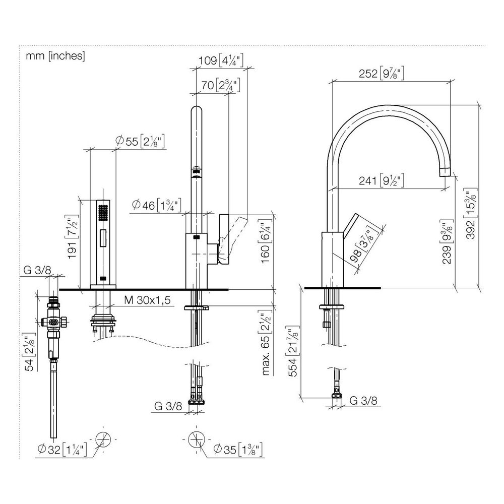 Dornbracht Einhebelmischer Tara Ultra, für Spül-/Profibrause, Ausladung 241mm, ... DORNBRACHT-33836875-19 4099477243337 (Abb. 4)