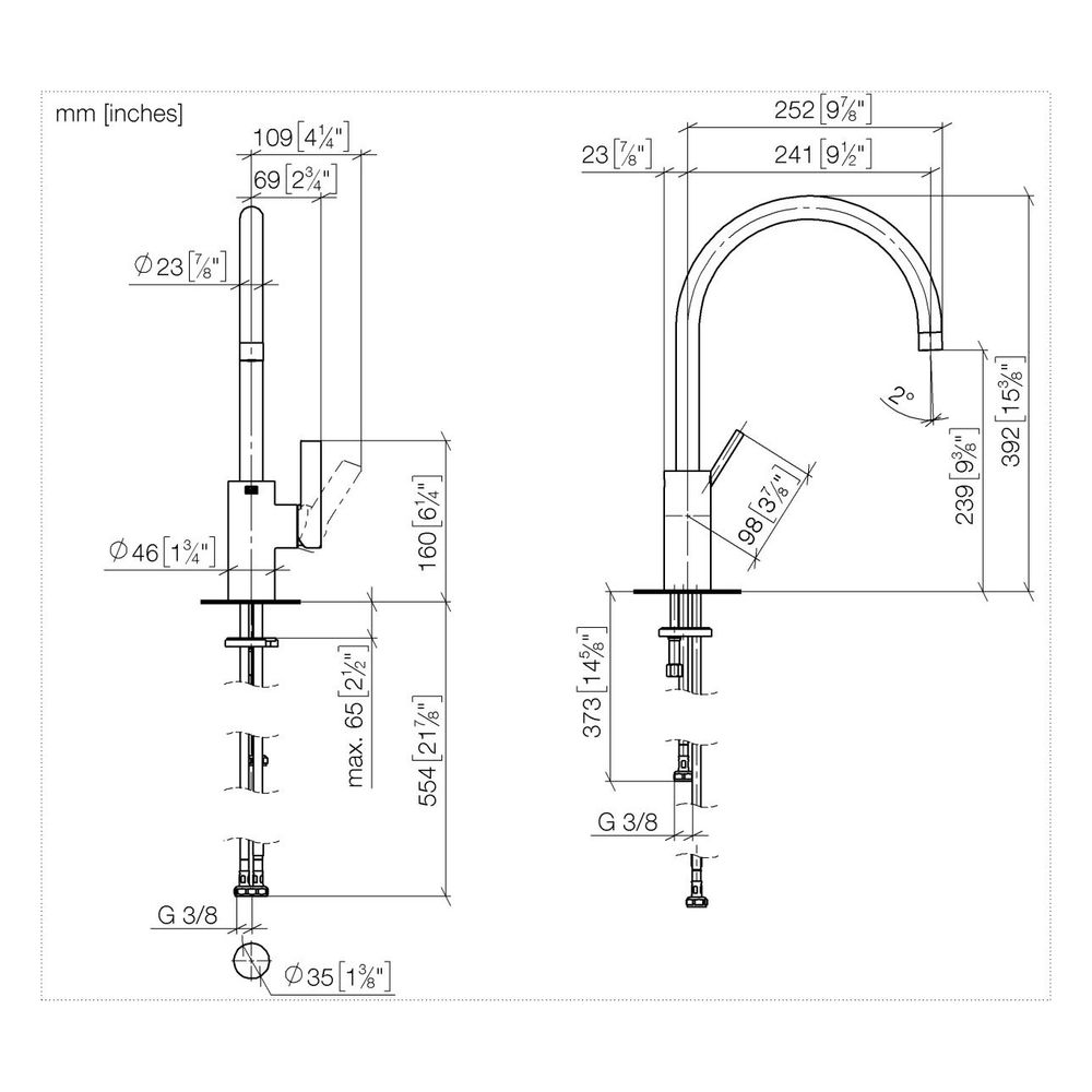Dornbracht Einhebelmischer Tara Ultra, für Spül-/Profibrause, Ausladung 241mm, ... DORNBRACHT-33836875-93 4099477243450 (Abb. 4)