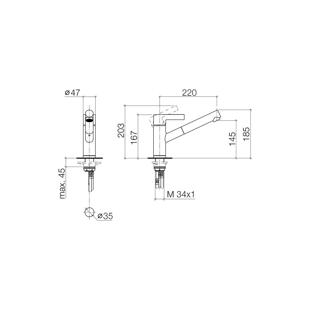 Dornbracht eno Einhebelmischer Pull-out 33840760 platin... DORNBRACHT-33840760-08 4029011893827 (Abb. 4)
