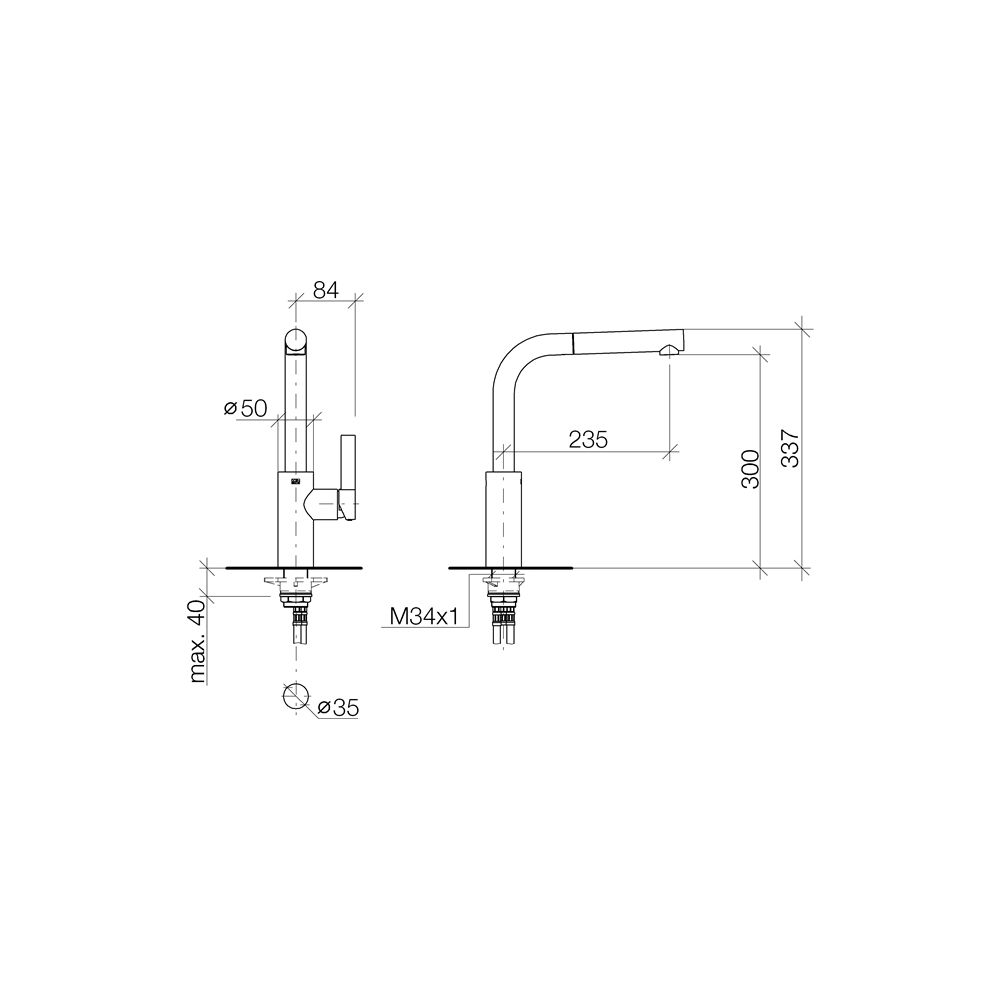 Dornbracht Einhebelmischer Elio Pull-out Ausladung 235mm, Chrom gebürstet... DORNBRACHT-33840790-93 4029011984532 (Abb. 4)