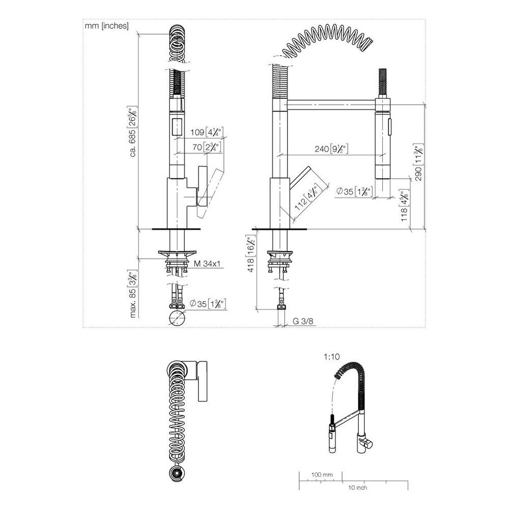 Dornbracht Einhebelmischer Tara Ultra Profi schwenkbar, Ausladung 240mm, max. 8... DORNBRACHT-33860875-42 4099477261683 (Abb. 4)