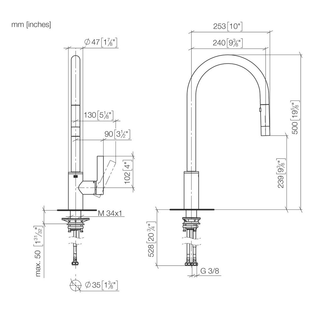 Dornbracht Einhebelmischer Tara Ultra Pull-down mit Brausefunktion, schwenkbar,... DORNBRACHT-33870875-39 4099477401010 (Abb. 4)