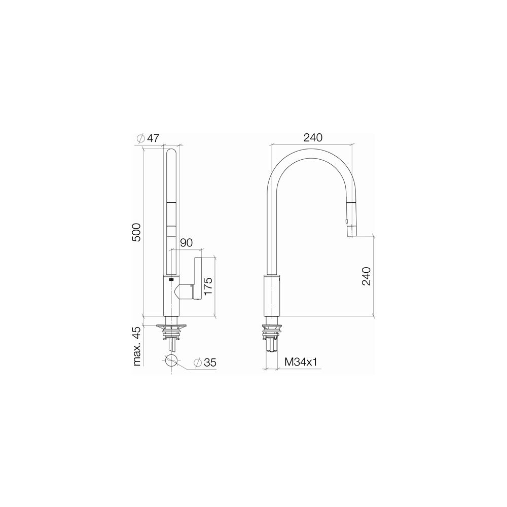 Dornbracht Einhebelmischer Tara Ultra Pull-down mit Brausefunktion, schwenkbar,... DORNBRACHT-33870875-42 4099477261744 (Abb. 4)