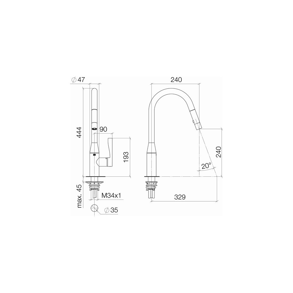 Dornbracht Einhebelmischer Sync Pull-down mit Brausefunktion, Ausladung 240mm, ... DORNBRACHT-33870895-42 4099477261782 (Abb. 4)