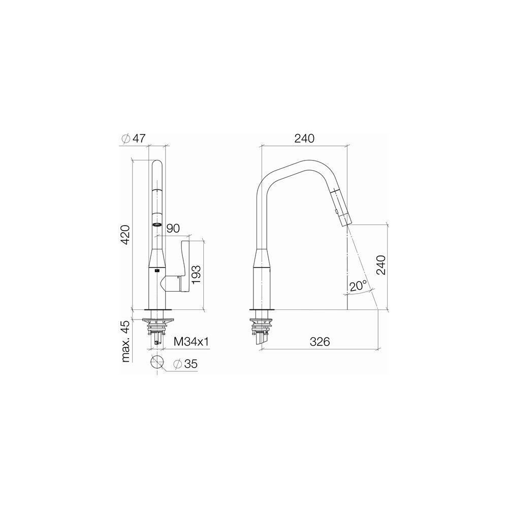 Dornbracht Einhebelmischer Sync Pull-down mit Brausefunktion, Ausladung 240mm, ... DORNBRACHT-33875895-47 4099477093727 (Abb. 4)