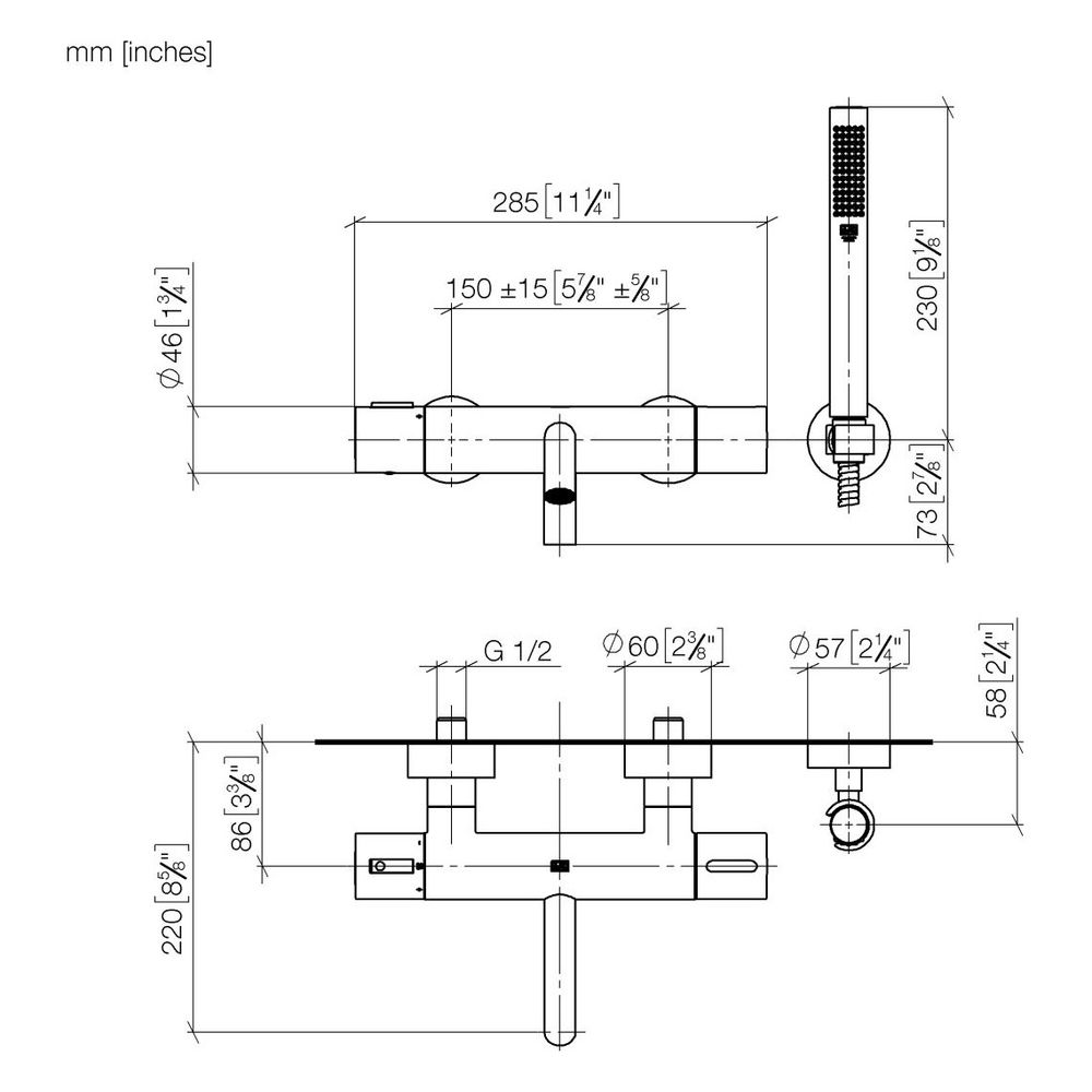 Dornbracht Wannen-Thermostat Meta für Wandmontage mit Schlauchbrausegarnitur, A... DORNBRACHT-34234979-26 4099477189024 (Abb. 4)