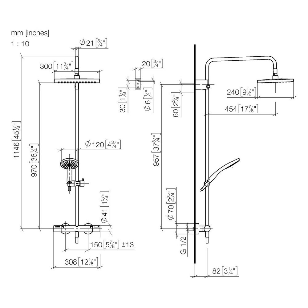 Dornbracht Showerpipe Symetrics mit Brause-Thermostat und Handbrausegarnitur Re... DORNBRACHT-34469980-42 4099477513911 (Abb. 4)