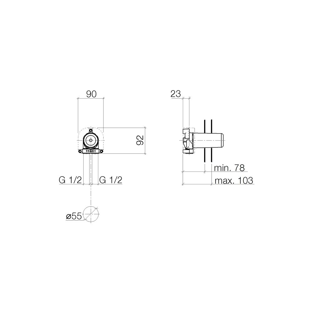 Dornbracht Unterputz-Wandbefestigung Messing bleifrei 2x Anschluss IG 1/2", 3500... DORNBRACHT-3500397090 4029011488740 (Abb. 4)