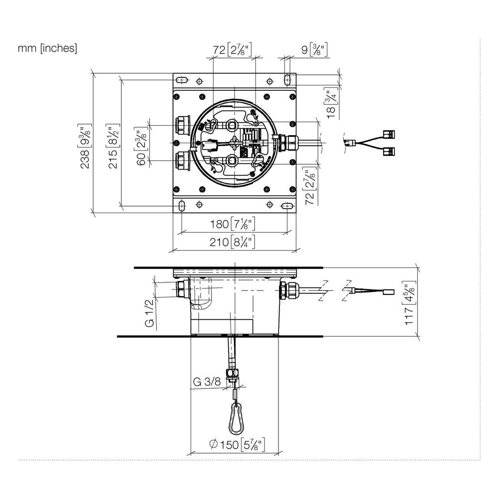 Dornbracht Unterputz-Deckeneinbaukasten für Deckenanbindung mit Licht 2x Anschlu... DORNBRACHT-3504297090 4099477011103 (Abb. 2)