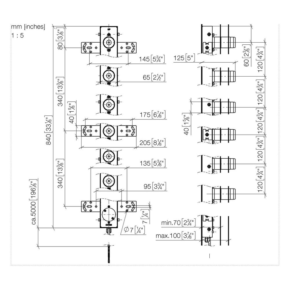 Dornbracht Unterputz-Wandeinbaukasten 6-fach, ohne Bedienelement, Einbautiefe 70... DORNBRACHT-3531397090 4099477380346 (Abb. 4)