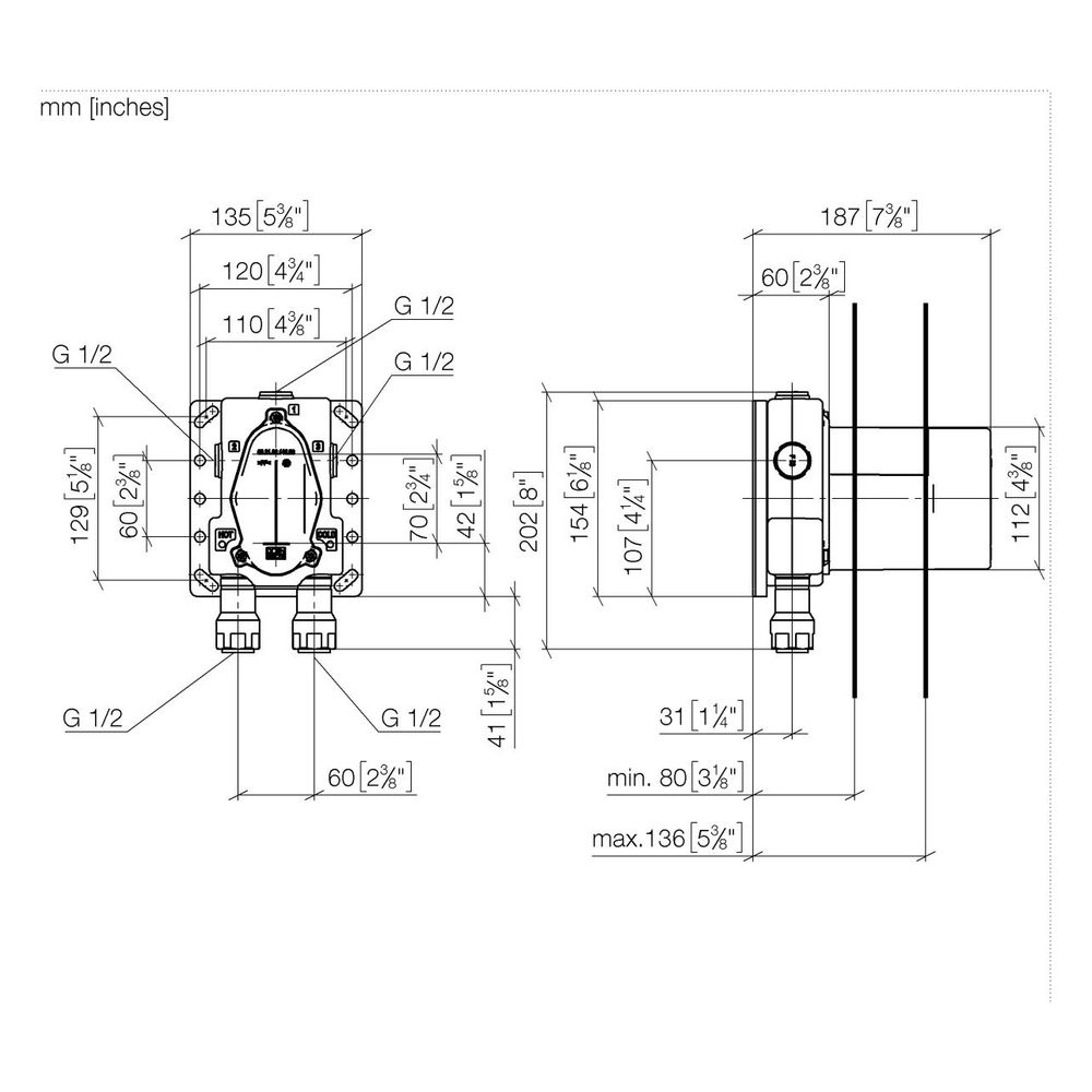 Dornbracht Unterputz-Thermostat für 36 427 SSS-FF bleifrei 2x Anschluss IG 1/2" ... DORNBRACHT-3542797090 4029011742118 (Abb. 4)