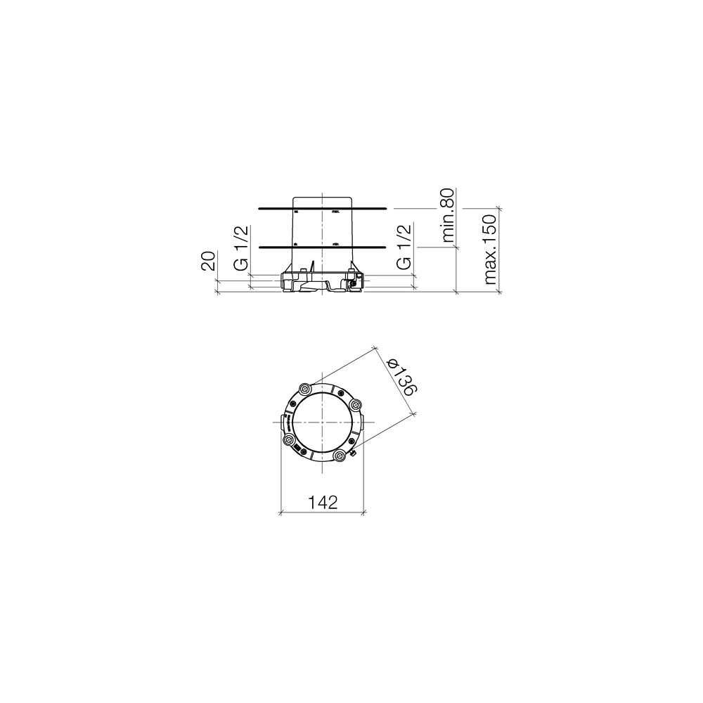Dornbracht Unterputz-Bodenbefestigung Messing bleifrei 2x Anschluss IG 1/2"... DORNBRACHT-3594597090 4029011446283 (Abb. 2)