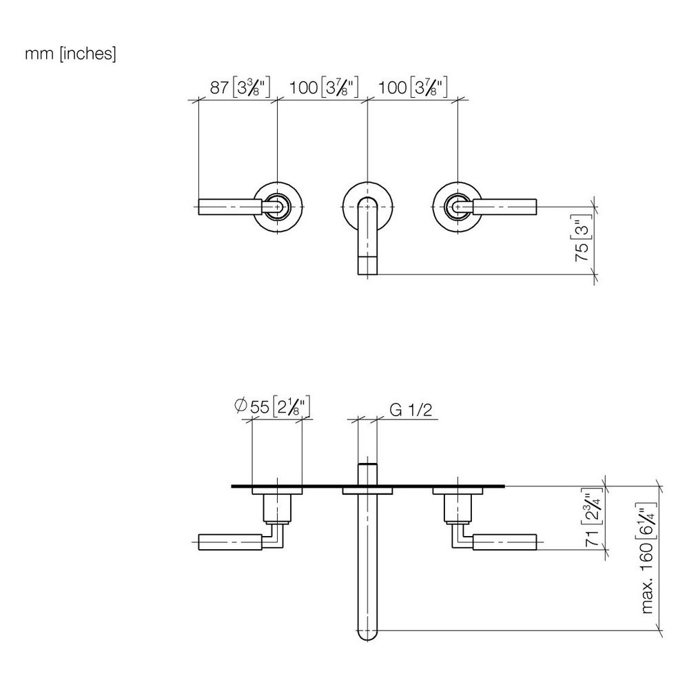 Dornbracht Waschtisch-Wandbatterie Tara o. Ablaufg., starr, 160mm, max. 7l/min,... DORNBRACHT-36707882-43 4099477467368 (Abb. 4)