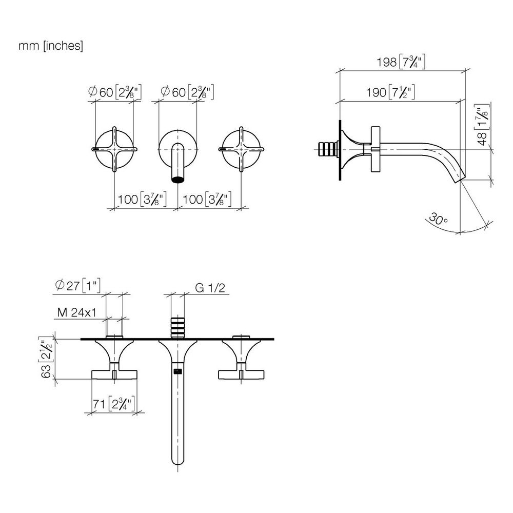 Dornbracht Waschtisch-Wandbatterie Vaia o. Ablaufg., starr, 190mm, 5,7l/min, Da... DORNBRACHT-36712809-39 4099477350462 (Abb. 4)