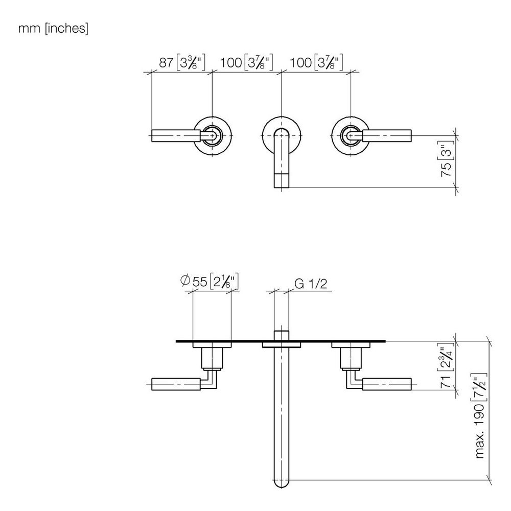 Dornbracht Waschtisch-Wandbatterie Tara o. Ablaufg., starr, 190mm, max. 7l/min,... DORNBRACHT-36712882-43 4099477467443 (Abb. 4)