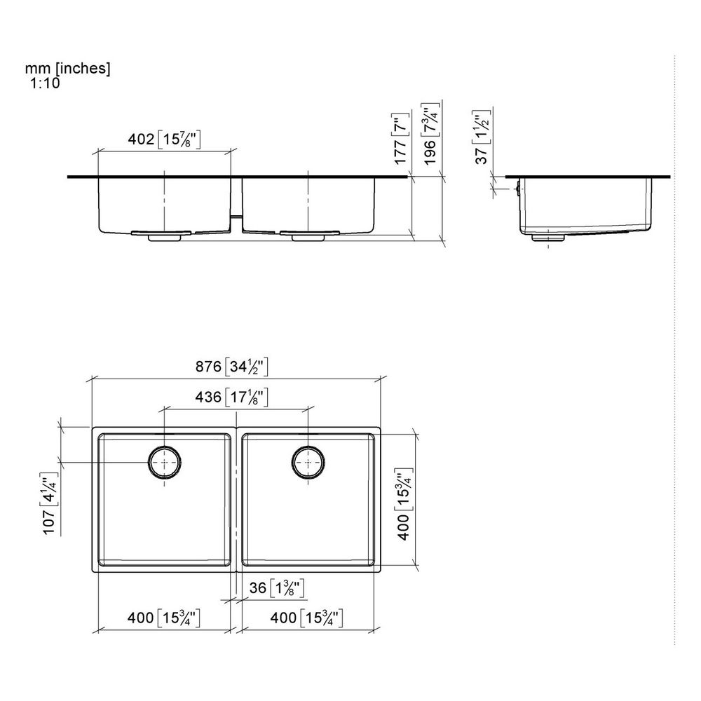 Dornbracht Spülbecken Doppelbecken für Unterbau 400x400x175mm, Edelstahl gebürs... DORNBRACHT-38240004-86 4099477301938 (Abb. 4)