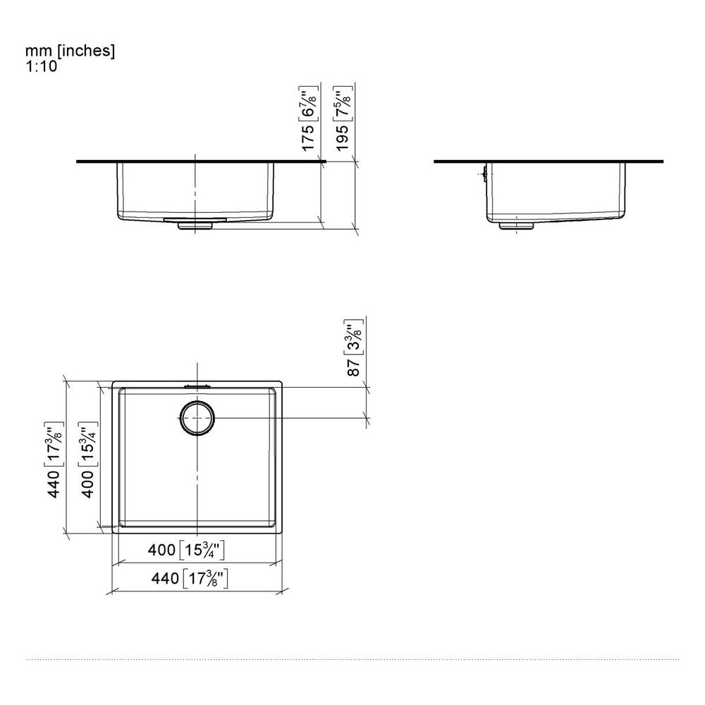 Dornbracht Einzelbecken Unterbau Küchenbecken 400x400x175mm Beckentiefe 175mm, ... DORNBRACHT-38400004-86 4099477257785 (Abb. 4)