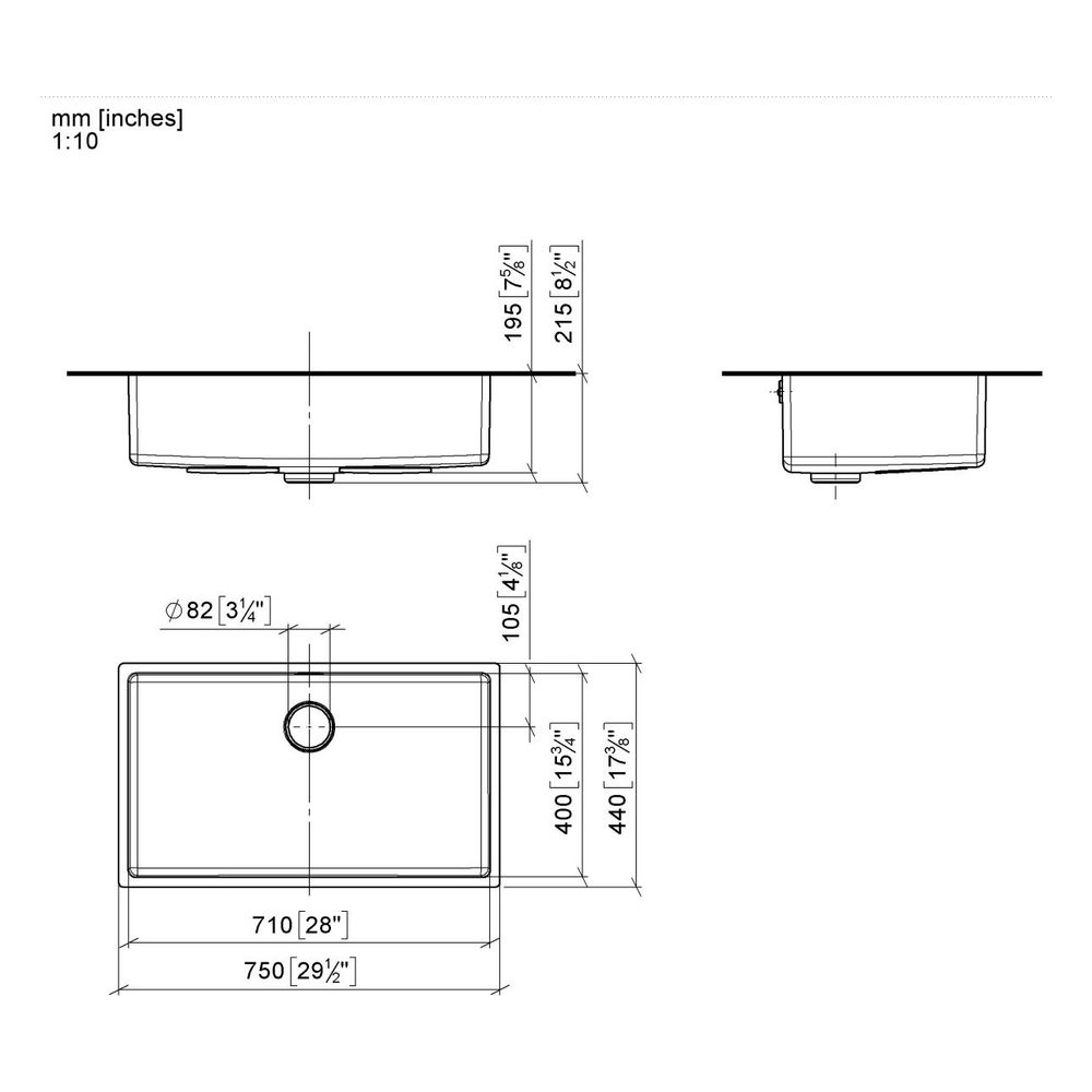 Dornbracht Einzelbecken Unterbau Küchenbecken 710x400x195mm Beckentiefe 195mm, ... DORNBRACHT-38710004-86 4099477301945 (Abb. 4)