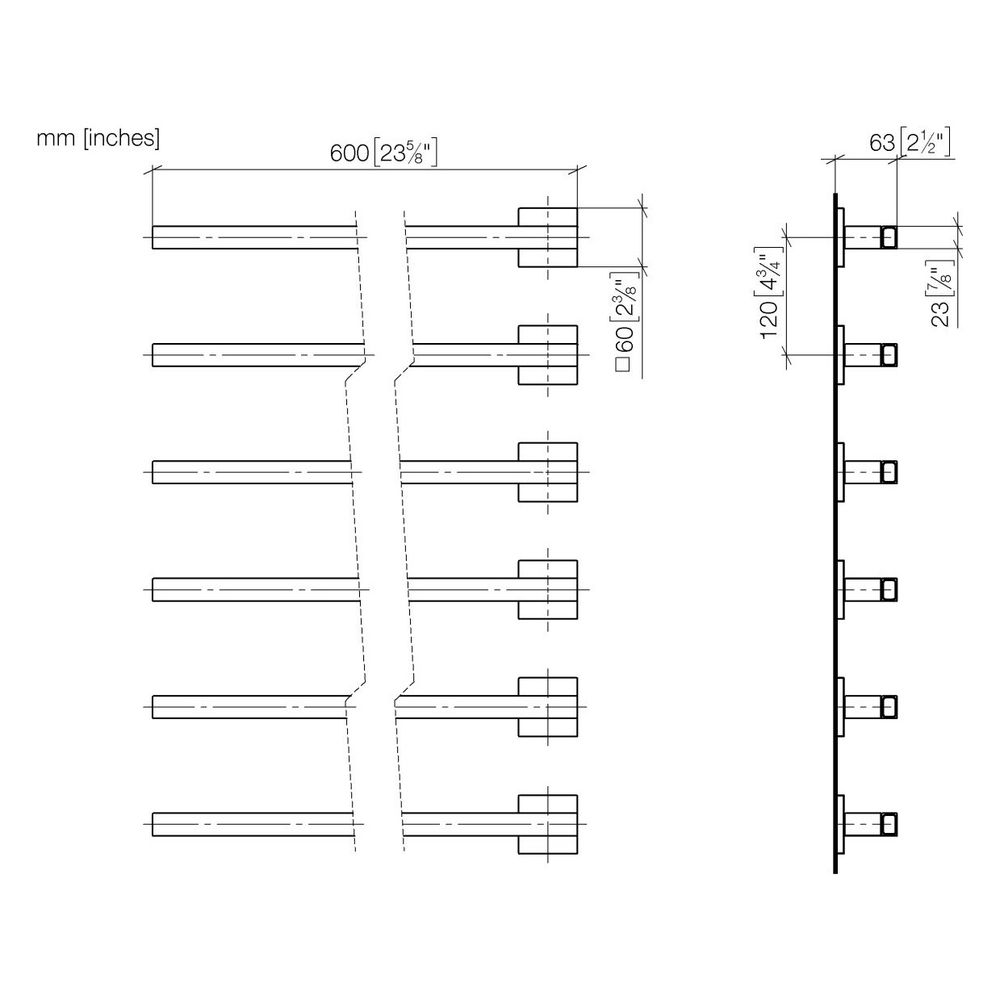 Dornbracht Handtuchwärmer 6-fach Ausladung links ohne Bedienelement IP 44 600x6... DORNBRACHT-83306980-00 4099477353180 (Abb. 4)