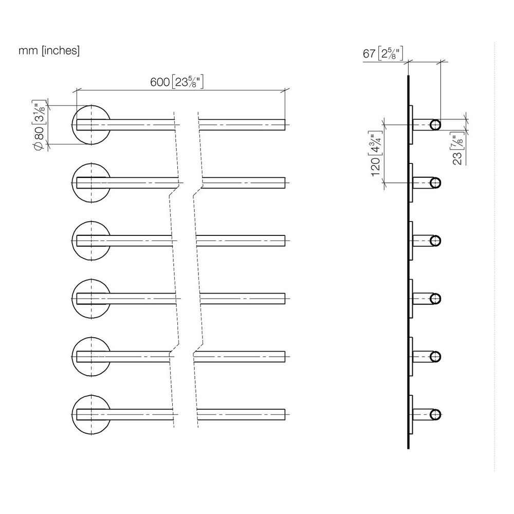 Dornbracht Handtuchwärmer 6-fach Ausladung rechts ohne Bedienelement IP 44 610x... DORNBRACHT-83316979-93 4099477353258 (Abb. 4)