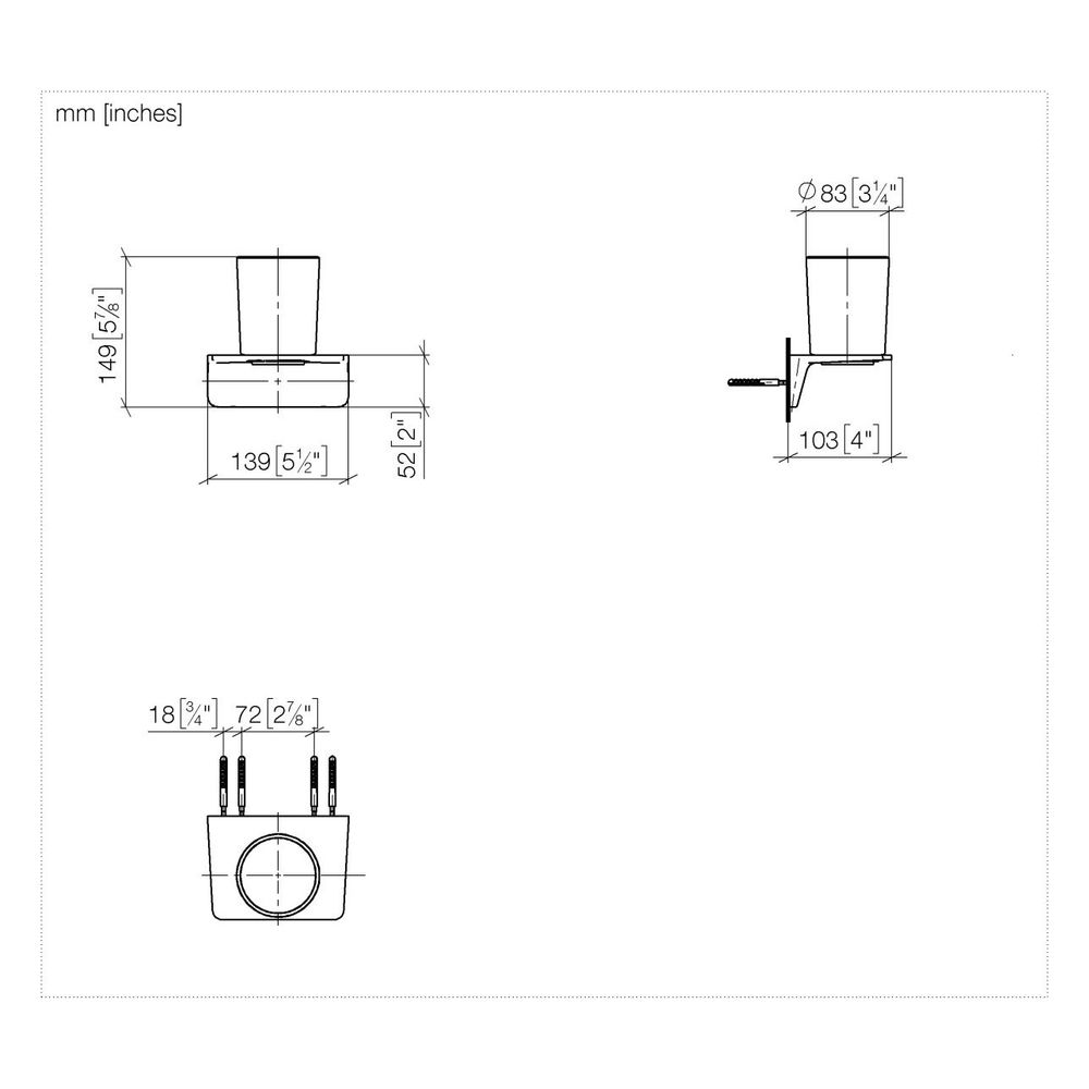 Dornbracht Glashalter, 90mm Stichmaß, Kristallglas matt, Ausladung 103mm, Chrom... DORNBRACHT-83400976-00 4099477243658 (Abb. 4)