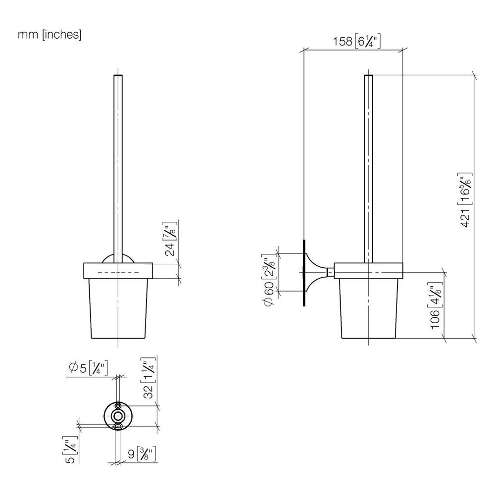 Dornbracht Toiletten-Bürstengarnitur Vaia Wandmodell, Ausladung 158mm, Kristall... DORNBRACHT-83900809-46 4099477095202 (Abb. 4)
