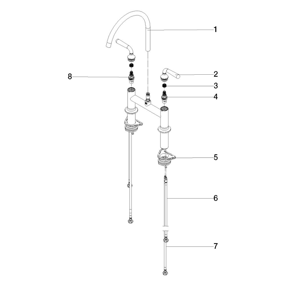 Dornbracht Zweiloch-Brückenbatterie Vaia für Spül-/Profibrause Ausladung 241mm,... DORNBRACHT-19815809-99 4099477166605 (Abb. 6)
