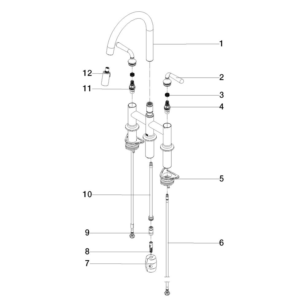 Dornbracht Dreiloch-Brückenbatterie Vaia Pull-down mit Brausefunktion Ausladung... DORNBRACHT-19870809-08 4099477167138 (Abb. 6)