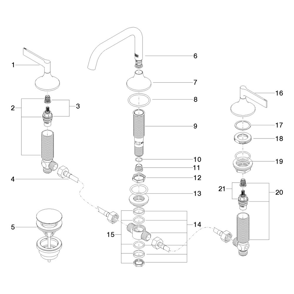 Dornbracht Waschtisch-Dreilochbatterie Vaia mit Ablaufgarnitur, 165mm, schwenkb... DORNBRACHT-20705819-99 4029011953521 (Abb. 5)