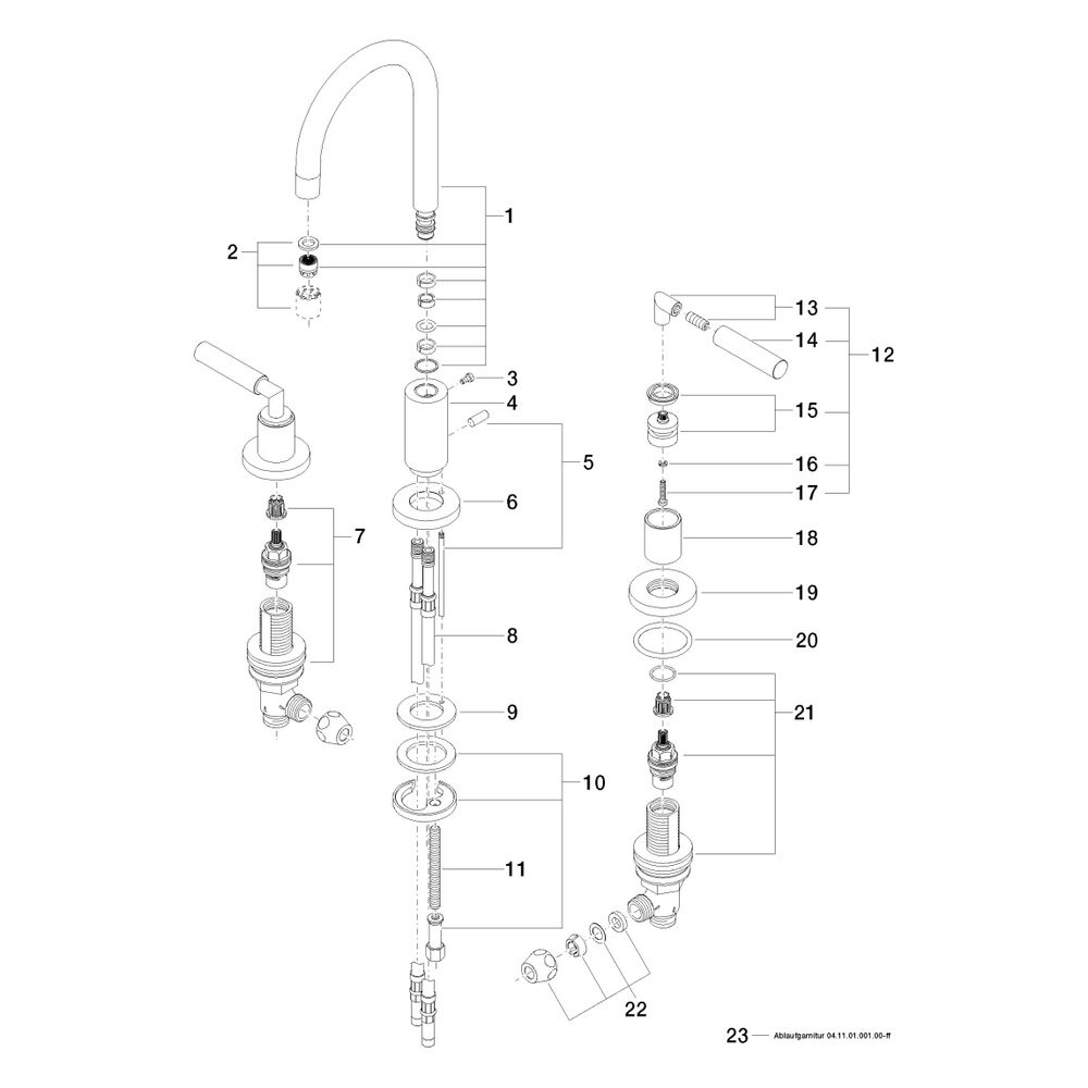 Dornbracht Waschtisch-Dreilochbatterie Tara mit Ablaufgarnitur, schwenkbar, 135... DORNBRACHT-20710882-00 4029011519789 (Abb. 5)