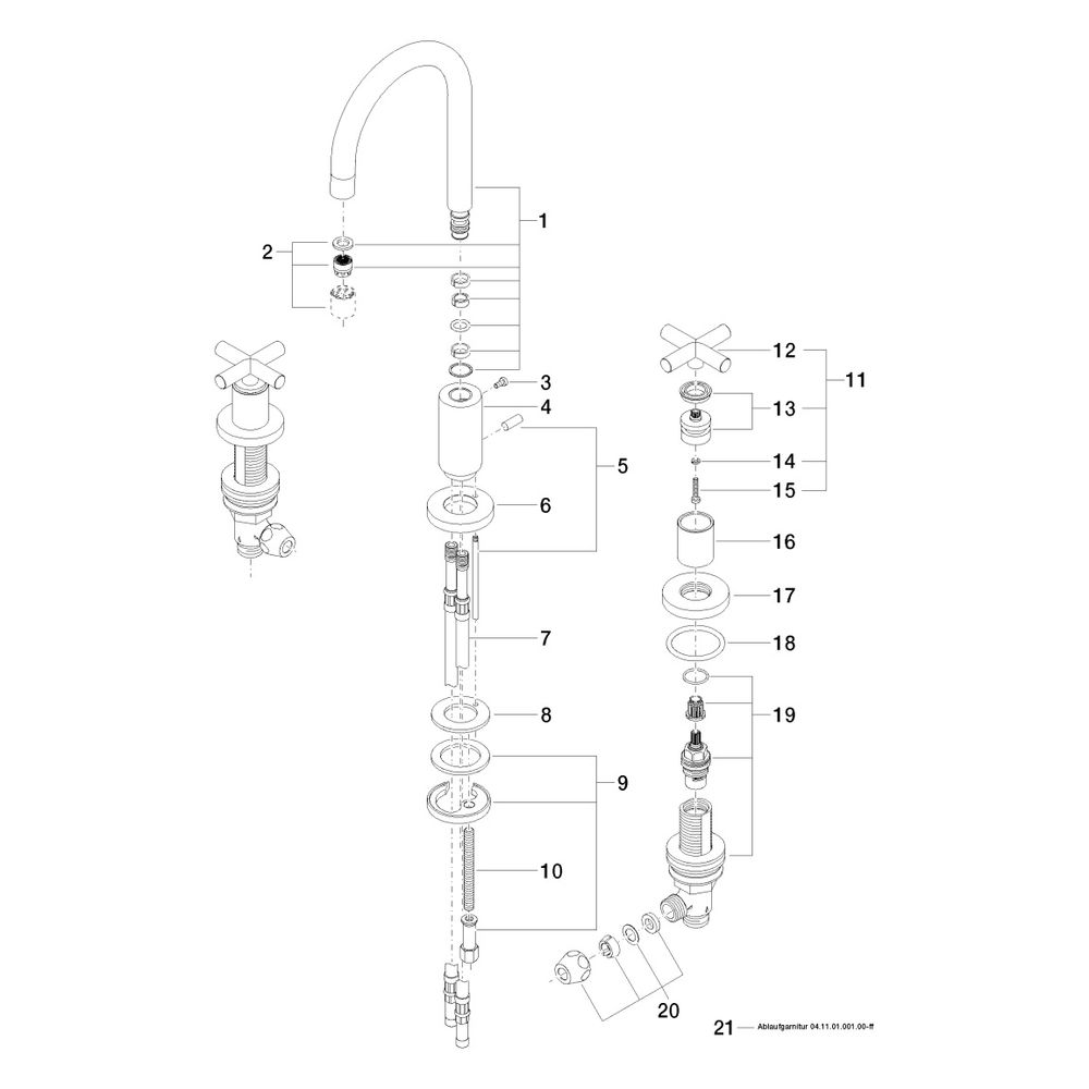 Dornbracht Waschtisch-Dreilochbatterie Tara mit Ablaufgarnitur, schwenkbar, 135... DORNBRACHT-20710892-33 4029011519710 (Abb. 5)