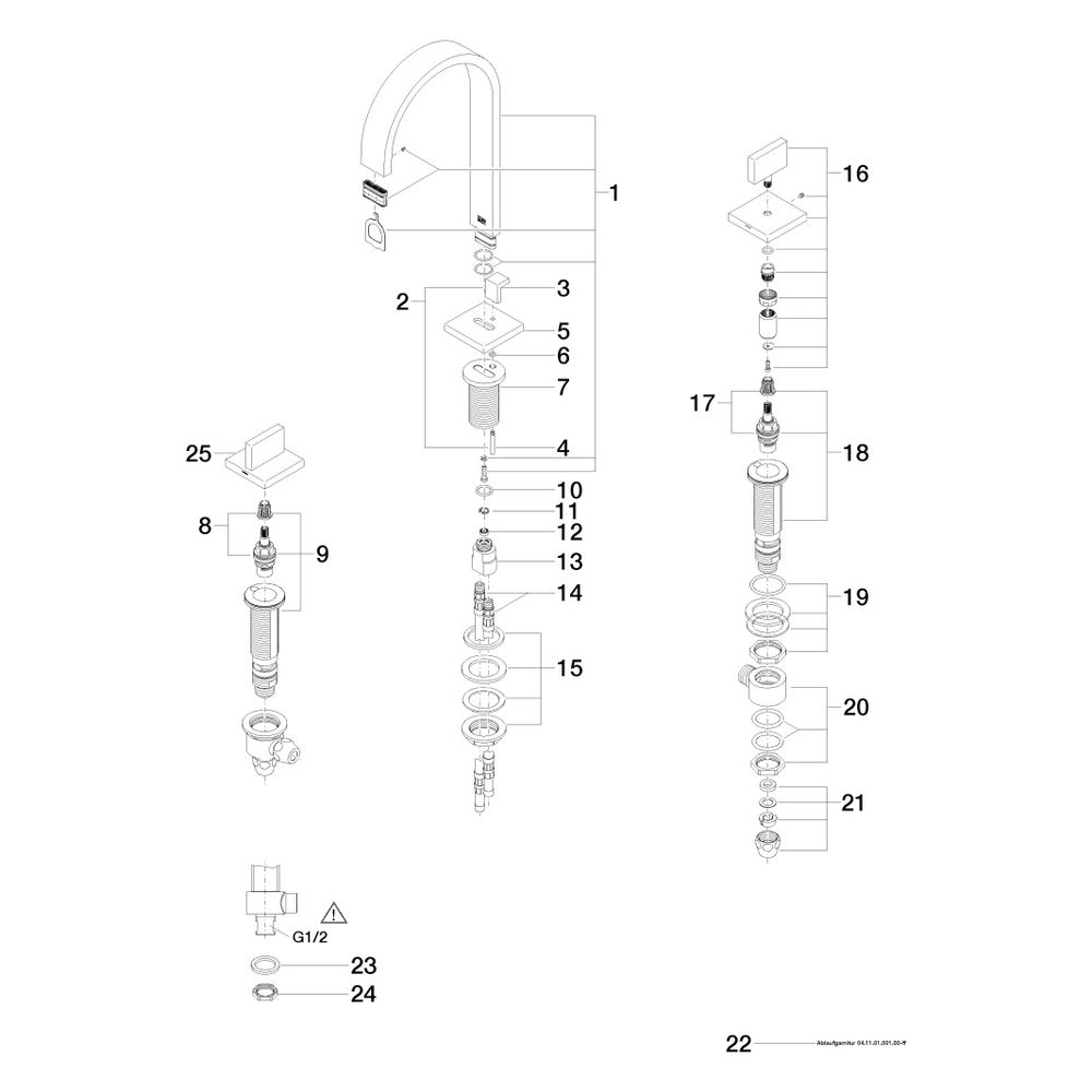 Dornbracht Waschtisch-Dreilochbatterie Mem, mit Ablaufgarnitur, Ausladung 165mm... DORNBRACHT-20713782-08 4029011674631 (Abb. 5)