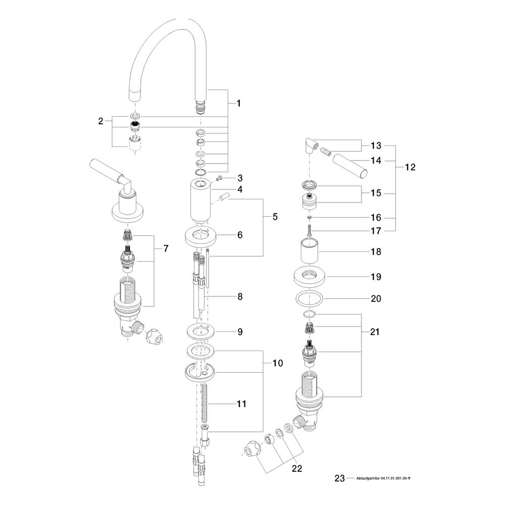 Dornbracht Waschtisch-Dreilochbatterie Tara mit Ablaufgarnitur, schwenkbar, 165... DORNBRACHT-20713882-99 4029011817779 (Abb. 5)