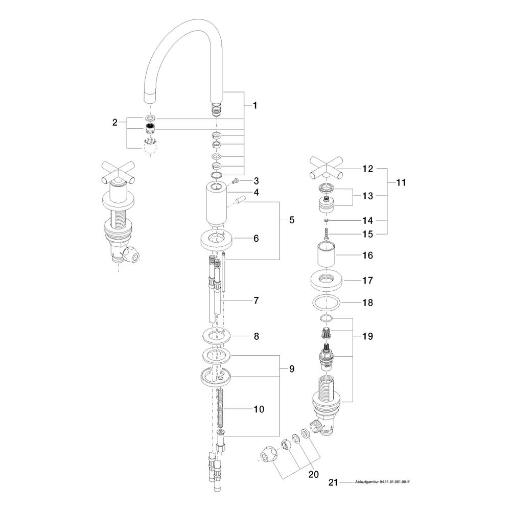 Dornbracht Waschtisch-Dreilochbatterie Tara mit Ablaufgarnitur, schwenkbar, 165... DORNBRACHT-20713892-99 4029011817915 (Abb. 5)