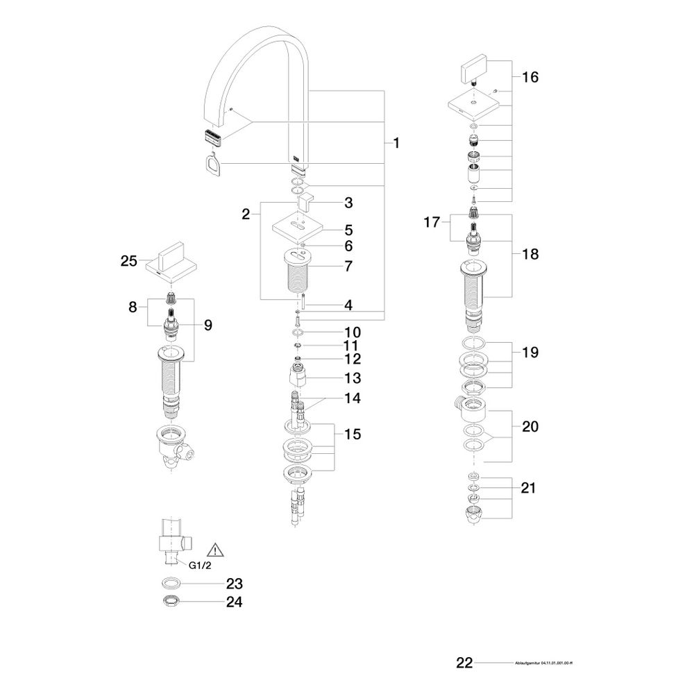 Dornbracht Waschtisch-Dreilochbatterie Mem, mit Ablaufgarnitur, Ausladung 200mm... DORNBRACHT-20715782-00 4029011674723 (Abb. 5)