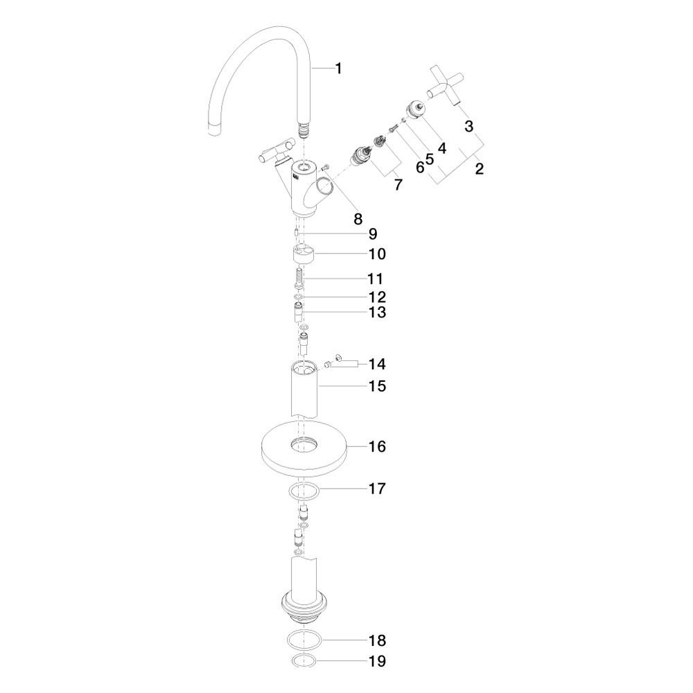 Dornbracht Waschtisch-Einlochbatterie Tara, erhöhter Standfuß, 201mm, max. 5,7l... DORNBRACHT-22585892-47 4099477003955 (Abb. 5)