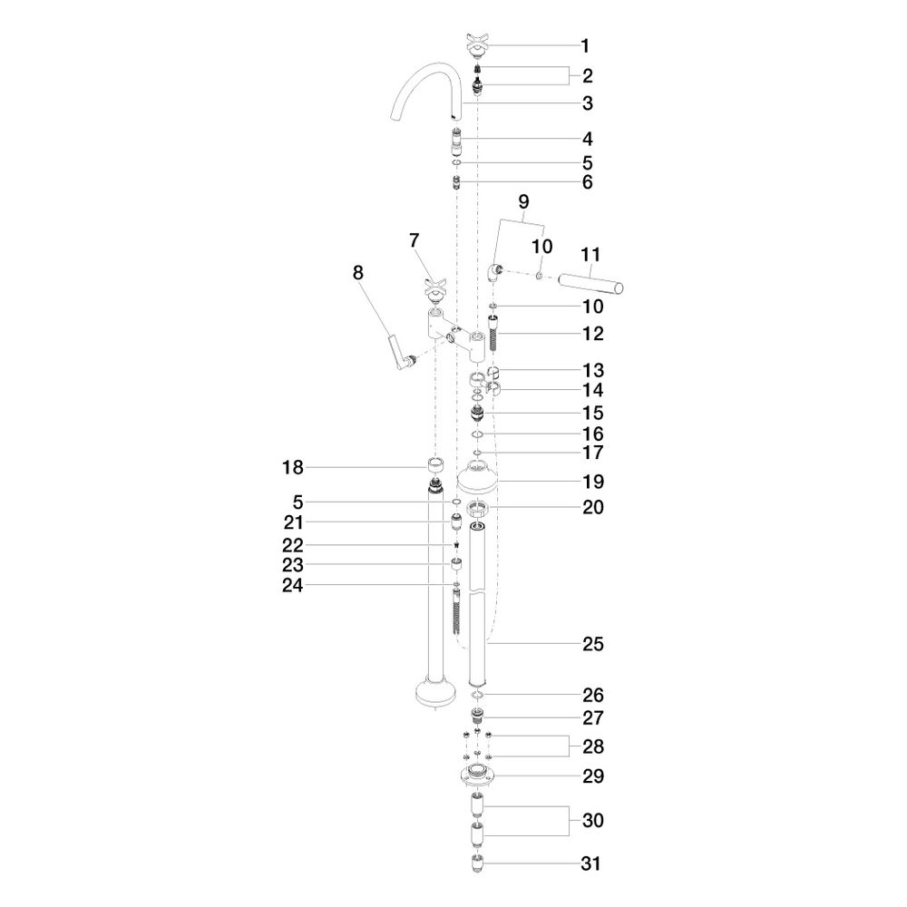 Dornbracht Wannen-Zweilochbatterie Vaia freistehend mit Handbrausegarnitur, 221... DORNBRACHT-25943809-99 4029011745270 (Abb. 5)