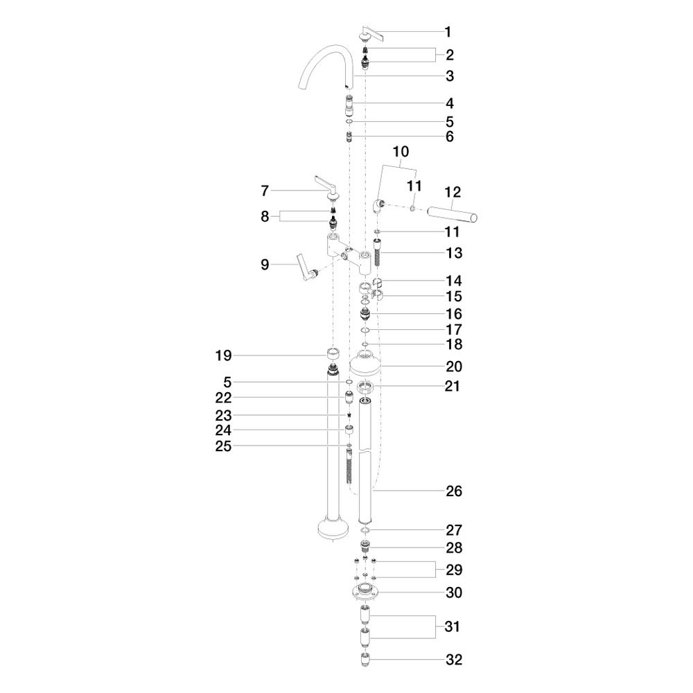 Dornbracht Wannen-Zweilochbatterie Vaia freistehend mit Handbrausegarnitur, 221... DORNBRACHT-25943819-08 4029011894893 (Abb. 5)