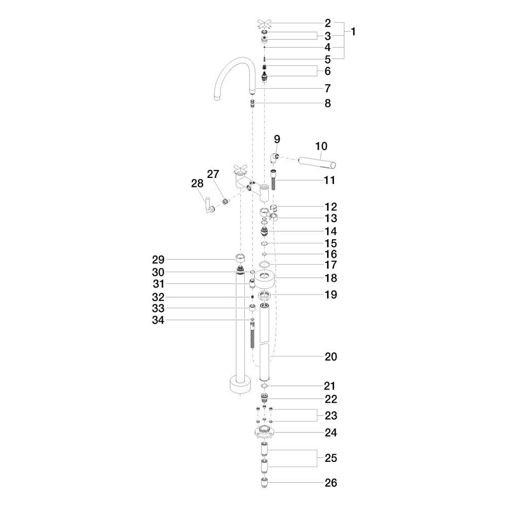 Dornbracht Wannen-Zweilochbatterie Tara, freistehend, Handbr., schwenkbar, 220m... DORNBRACHT-25943892-28 4029011897719 (Abb. 5)
