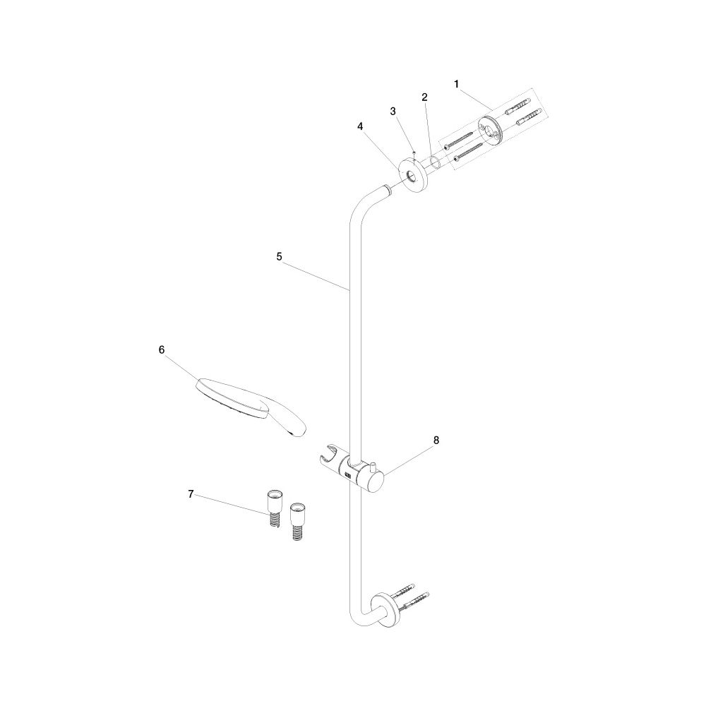 Dornbracht Duschgarnitur für Meta Brausekopf 120mm Schlauch 1750mm Wandrohr mit... DORNBRACHT-26411625-26 4099477413181 (Abb. 5)