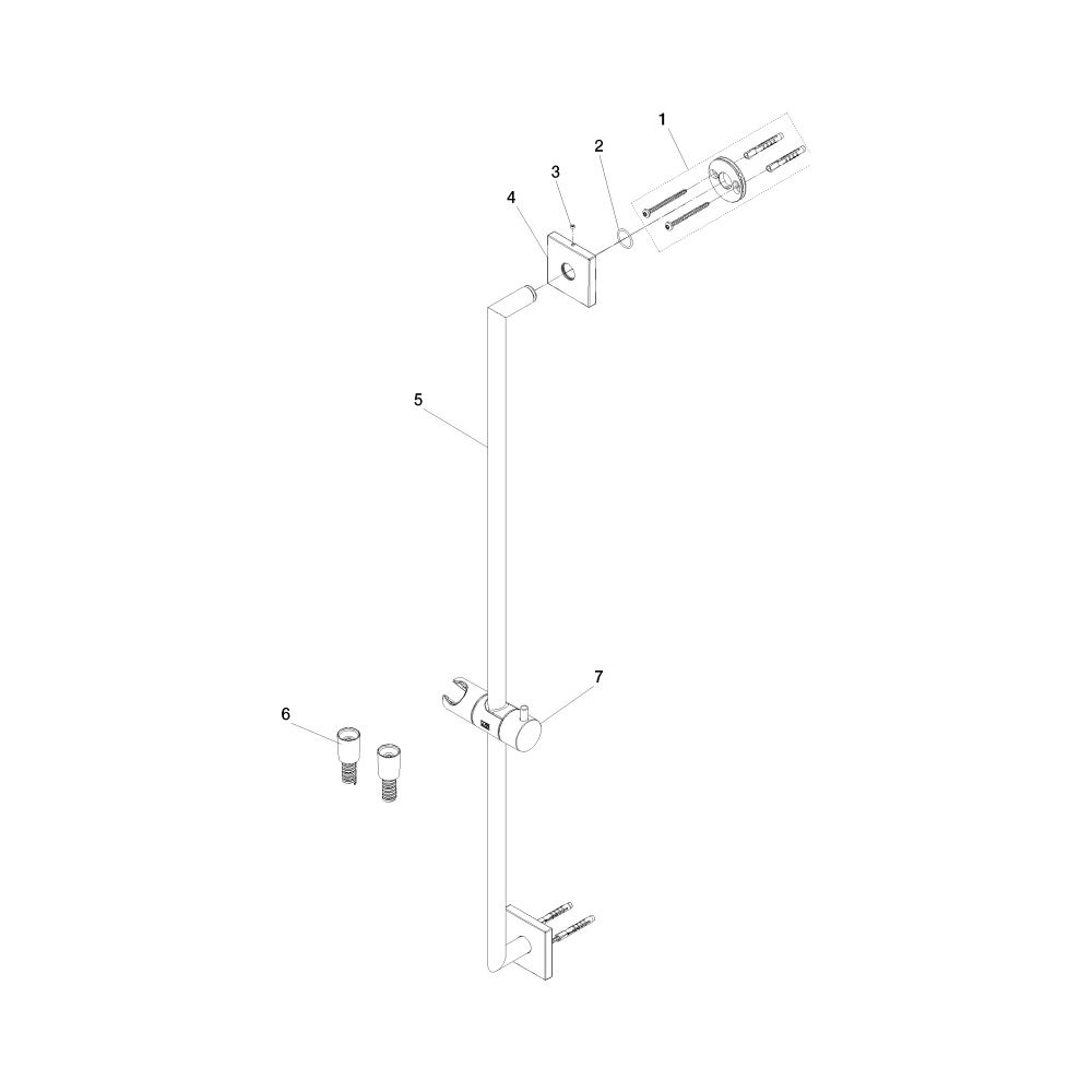 Dornbracht Duschgarnitur Symetrics Wandrohr mit Schieber Schlauch 1750mm Stichm... DORNBRACHT-26412980-93 4099477413914 (Abb. 5)